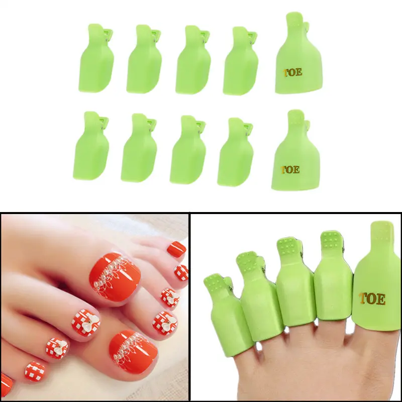 10Pcs Plastic Nail Art Soak F Cap Clip Uv Gel Polish Remover Wrap Nail Tools Cleaner Soakers For Nails Green 1