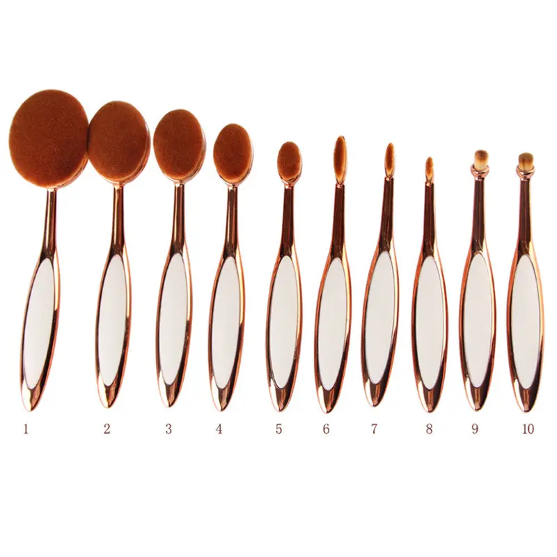 10Pcs Pro Toothbrush Type Makeup Brush Oval Brush Set Multipurpose Makeup Brushes Set 1