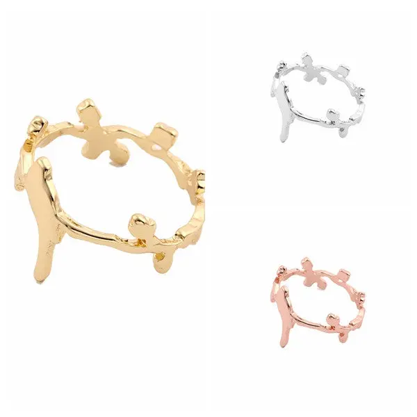 10Pcs-R099 Cute Bird On Leaf Branch Ring,Animal Plant Rings 1
