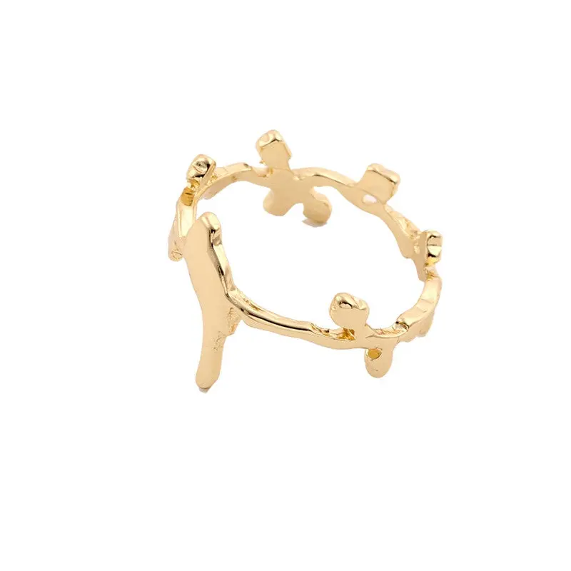 10Pcs-R099 Cute Bird On Leaf Branch Ring,Animal Plant Rings 3