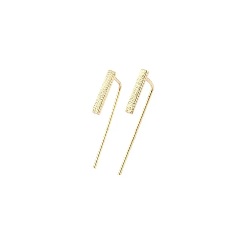10Pcs-S060 Gifts Simple Triangle Ear Clip Cuff Stud Earring Front Back Bar Post Love Crew Rebecca Geometric Figure S060 1