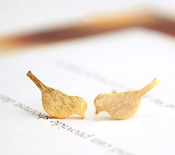 10Pcs-S090 Earring Gold Silver And Rose Gold Plated Tiny Cute Bird Stud Earrings Gift 1