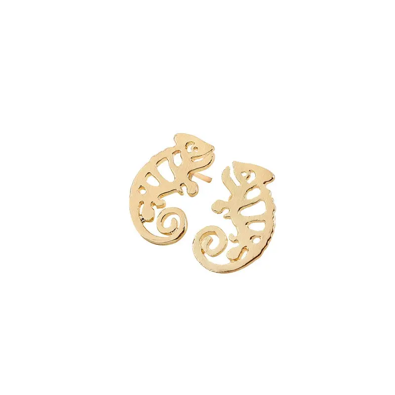 10Pcs-S100 Jewelry Chameleon Iguana Shaped Animal Stud Earrings Party Gift 1