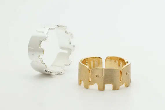 10Pcslot Gold And Silver Round Elephant Rings Vintage Animal Rings Jewelry S R322 1