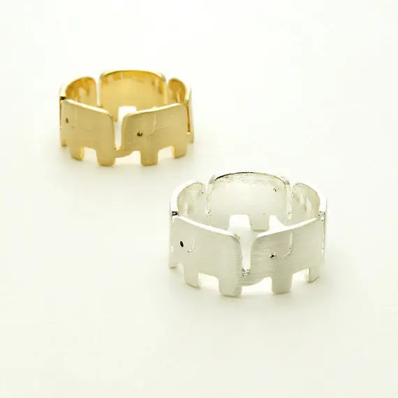 10Pcslot Gold And Silver Round Elephant Rings Vintage Animal Rings Jewelry S R322 2