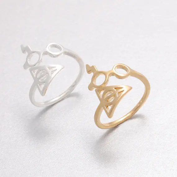 10Pcslot Gold Silver And Rose Lightning Scar Glasses Deathly Hallows Rings R156 1