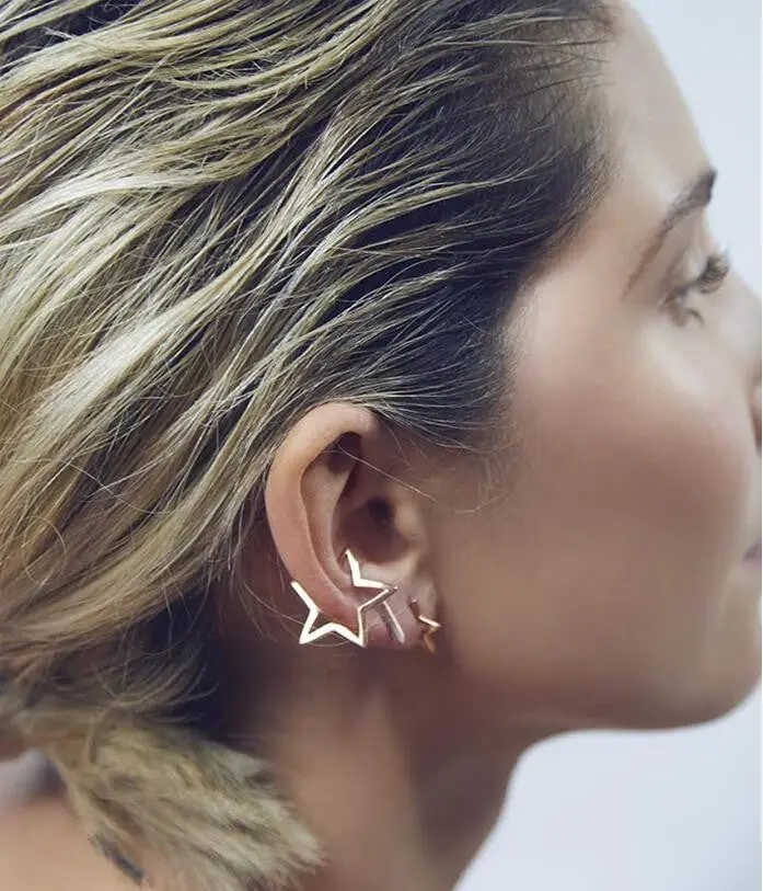 10Pcslot-S101 Geometric Triangle Earclips Birhtday Gift Simple Vintage Star Earrings 2