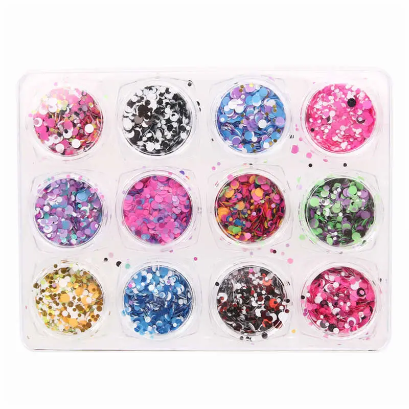 12 Bottles Mix Colors Nail Glitter Metal Powder Dust 3D Nail Art Sequins Decoration Acrylic Uv Gem Polish Nail Art Tools 1
