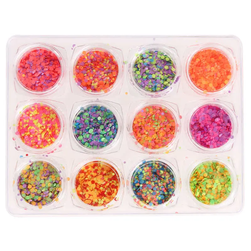 12 Bottles Mix Colors Nail Glitter Metal Powder Dust 3D Nail Art Sequins Decoration Acrylic Uv Gem Polish Nail Art Tools 2