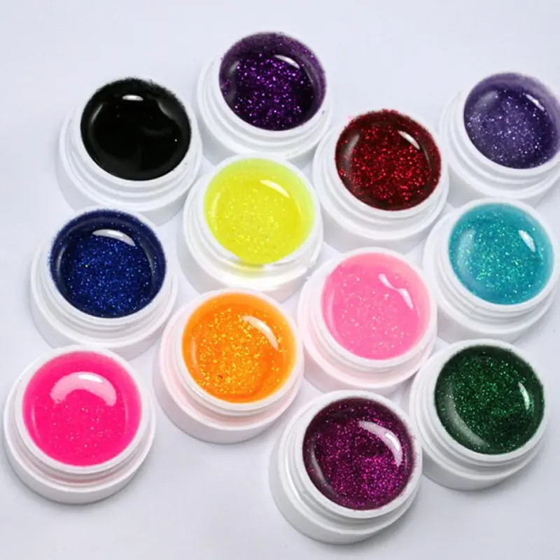 12 Color Glitter Uv Gel Nail Art Diy Decoration Builder False Tips Acrylic Nail Art Polish Kit Set 1