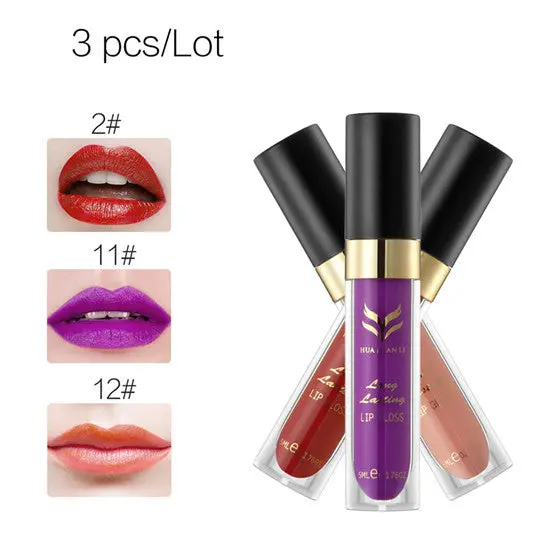 12 Color Huamianli Hydrating Velvet Waterproof Matte Lip Gloss Combination 36Pcs 3