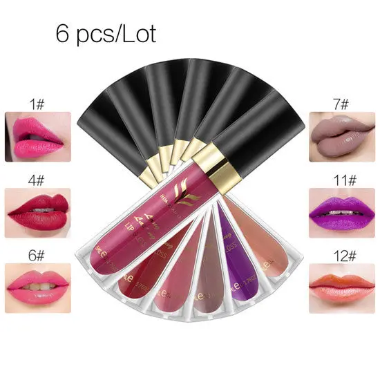 12 Color Huamianli Hydrating Velvet Waterproof Matte Lip Gloss Combination 36Pcs 9
