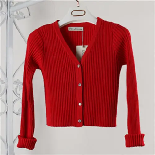12 Colors Short Knitted Cardigan Jacket Women Coat Button Up Slim All Matched Little Cardigan Sweater Knitwear 1