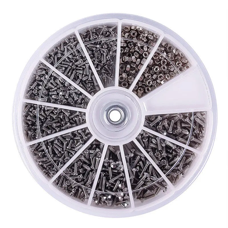 12 Kinds 600Pcs Of Stainless Steel Screws Nuts Assortment Kit M1 M1.2 M1.4 M1.6 1