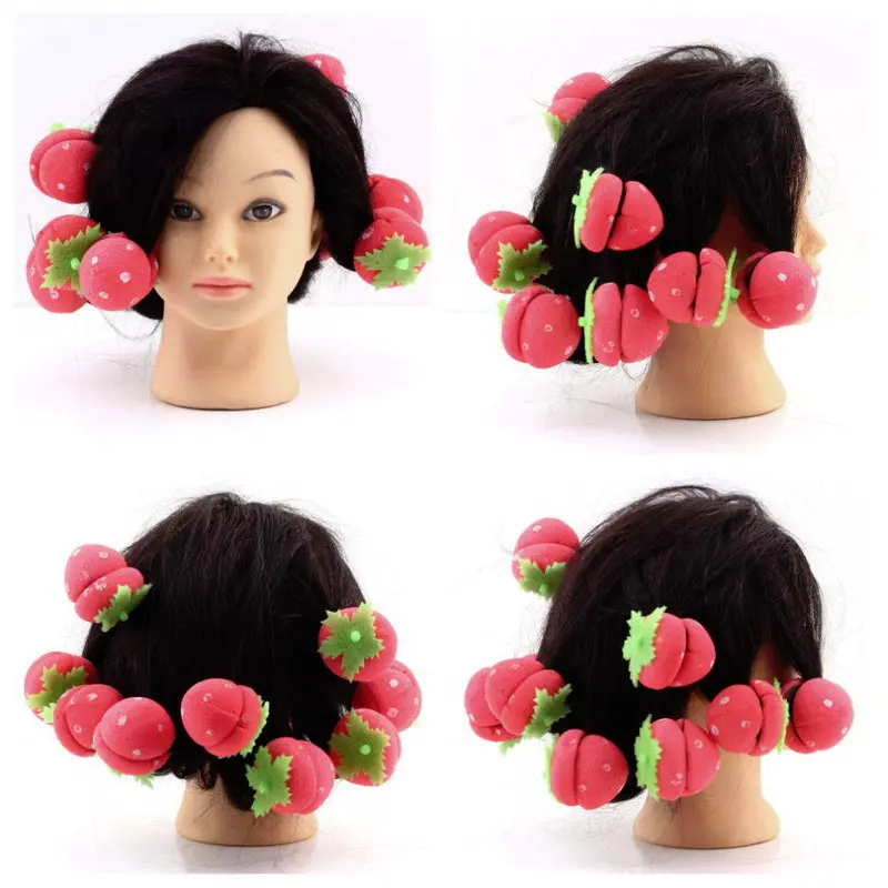 12 Pcs Rollers Curlers Strawberry Balls Hair Care Soft Sponge Lovely Diy Tool 1