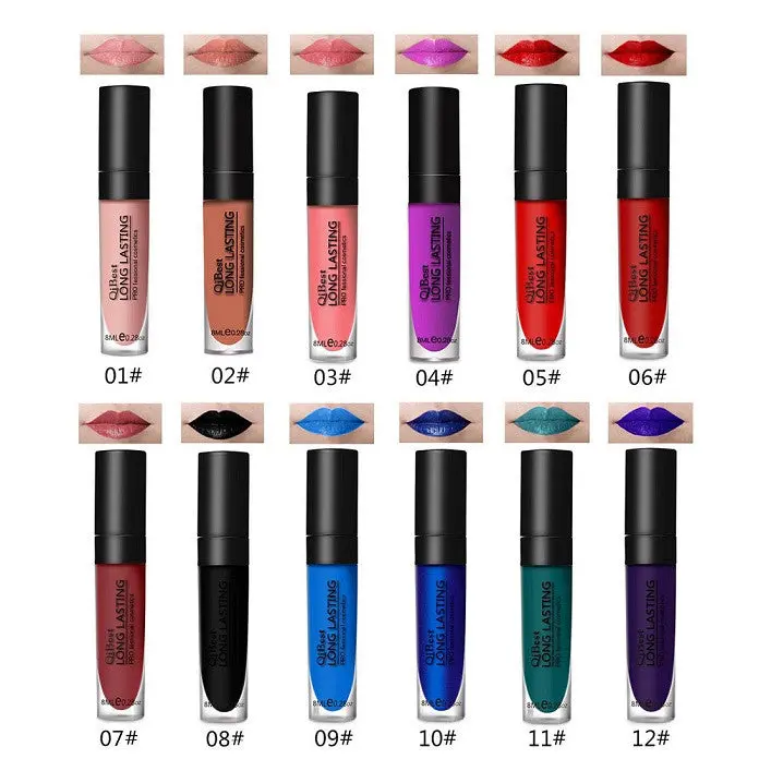 12 Pcskit 12 Colors Fadeless Waterproof And Long Lasting Liquid Lipstick Beautymakeup Lipstick Lip Gloss 1