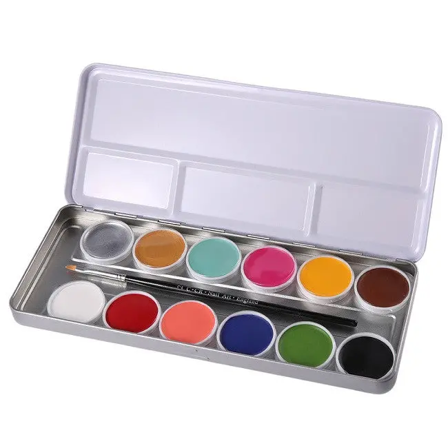 12 Tattoos Color Pigt Face Body Paint Oil Painting Art Make Up With Brushes Halloween Party Fancy Dress Makeup Tools 1