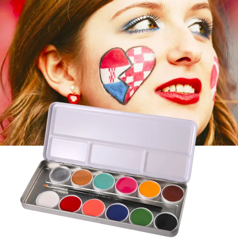 12 Tattoos Color Pigt Face Body Paint Oil Painting Art Make Up With Brushes Halloween Party Fancy Dress Makeup Tools 2