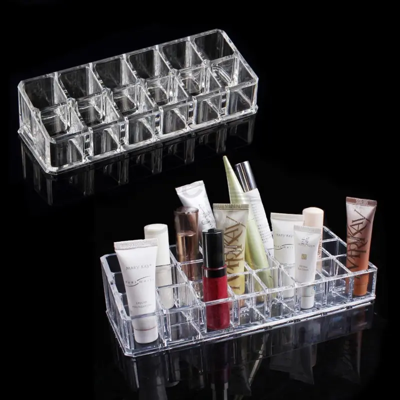 12 Trapezoid Clear Acrylic Makeup Display Lipstick Stand Case Makeup Cosmetics Lipstick Organizer Holder 1