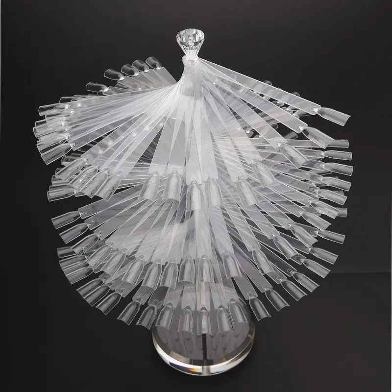120Pcs Color Clear False Nail Art Tisp Stick Polish Display Fan Practice Card St 1