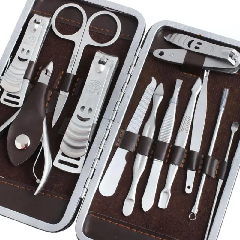 12Pc Pedicure Manicure Set Nail Cuticle Clippers Cleaner Grooming Kit Case Tool 1