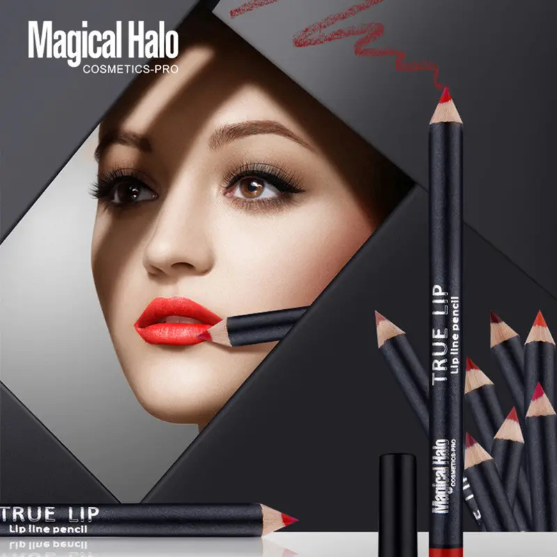 12Pcs 12 Color Magical Halo Non-Dizzy Lipliner Pencil Waterproof Long-Lasting Contour Lip Liner Soft Texture Rednude Makeup 2