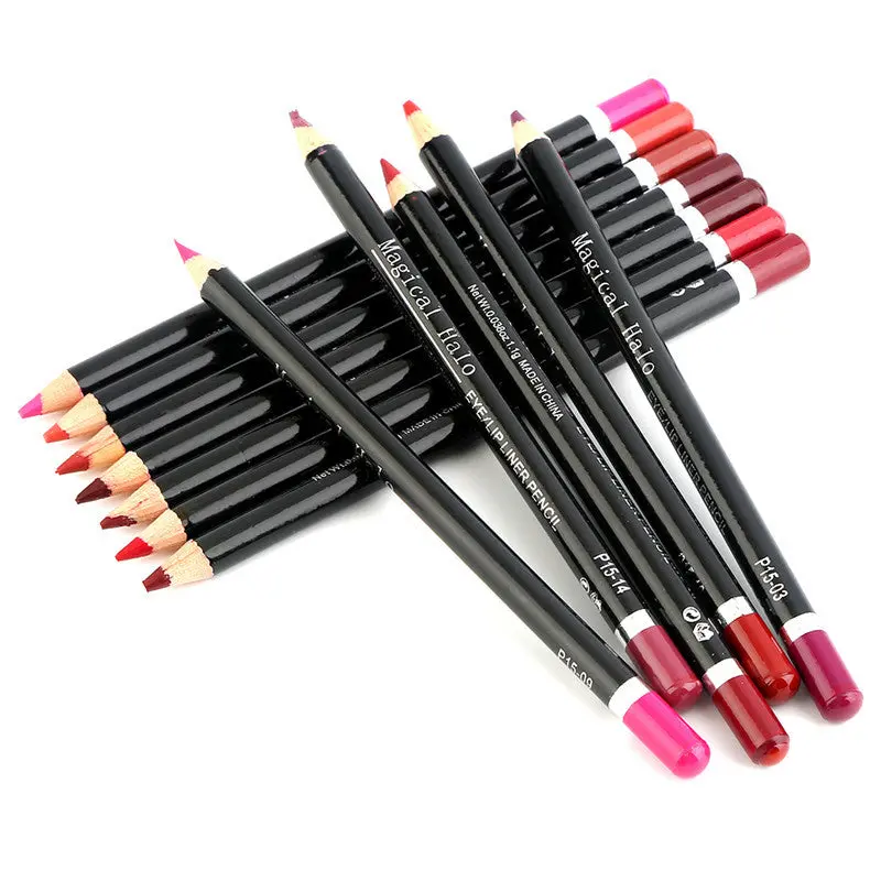 12Pcs 12Color Waterproof Non-Dizzy Lipliner Pencil Waterproof Long-Lasting Contour Lip Liner Soft Texture Rednude Makeup 1