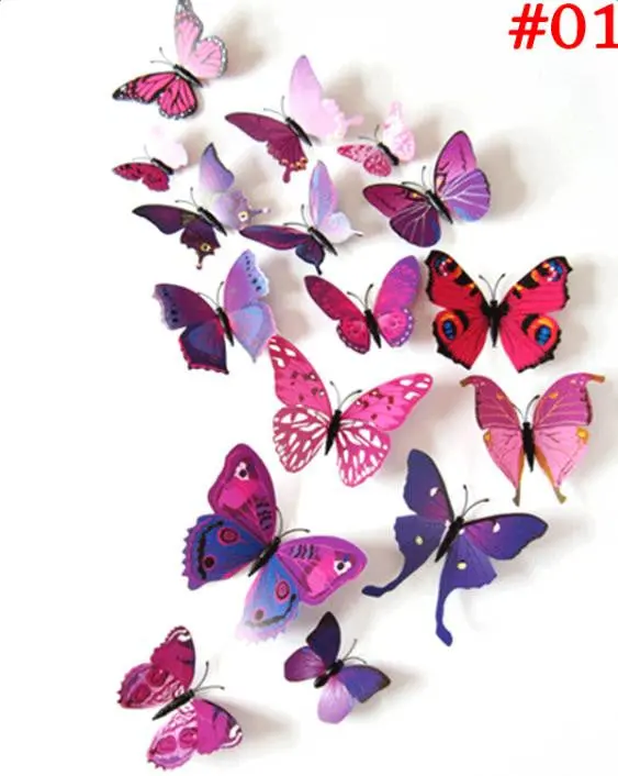 12Pcs 3D Pvc Wall Stickers Fridge Magnet Butterflies Diy Wall Sticker Home Decor Kids Rooms Wall Decoration 85497 1