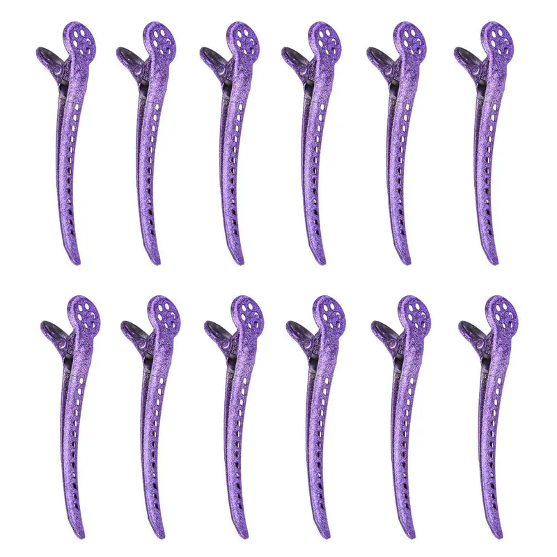 12Pcs 9.5Cm Single Prong Hair Clips For Women Girl Metal Prong Sectioning Aligator Clip Teeth Metal Purple Bow Accessories 1