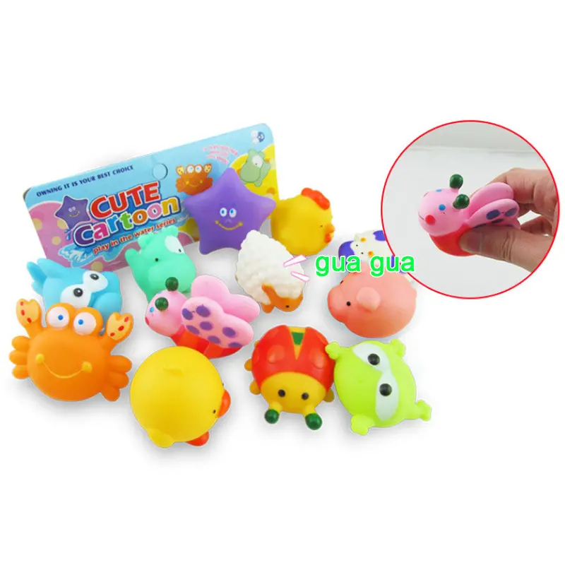 12Pcs Cute Baby Bath Toys Wash Play Animals St Rubber Float Sqeeze Sound Toy Play Animals Bath Toys For Kids 1