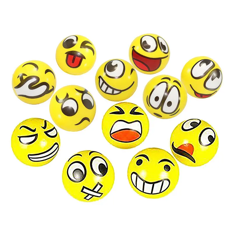 12Pcs Fun Emoji Face Squeeze Balls Modern Stress Ball Relax Emotional H Wrist Exercise Stress Toy Balls Toys For Children 1
