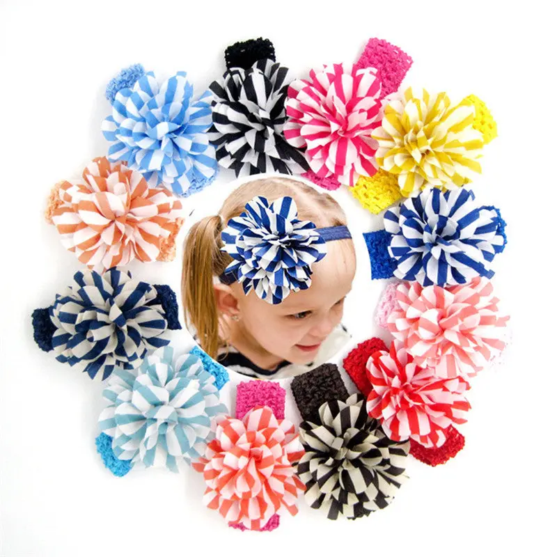 12Pcs Girls Baby Children Satin Headb Hair Striped Flower B Born Elegant Headwear Accessories 1