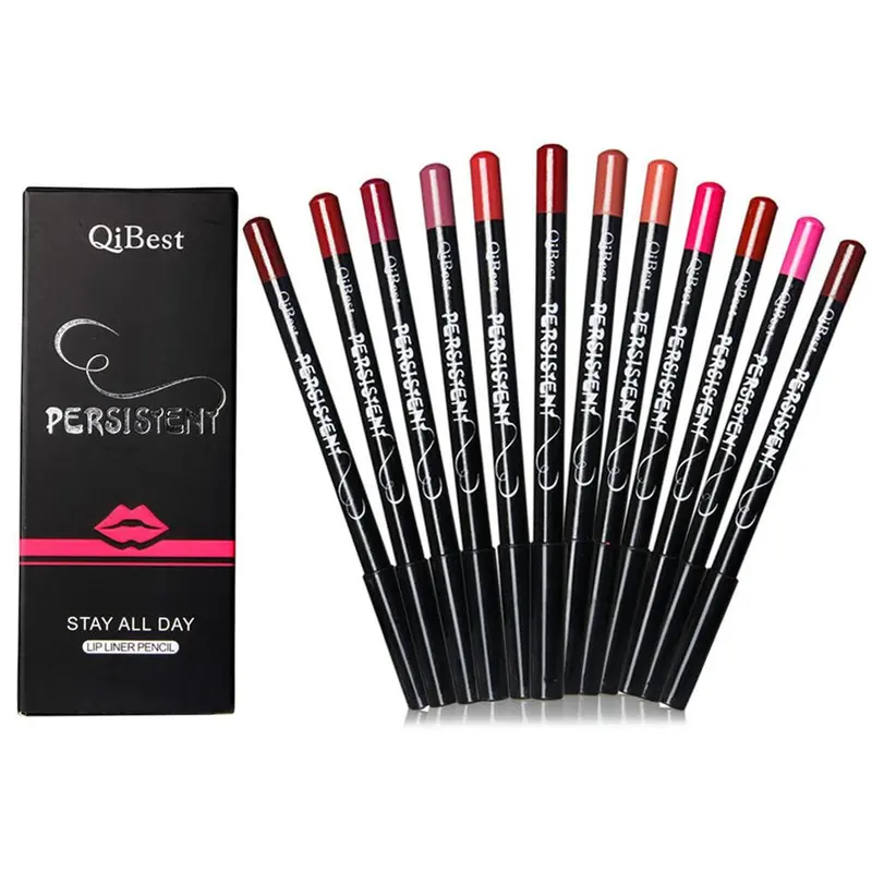 12Pcs Lipliner Pencil Waterproofblack Handle Beauty Modified Makeup Pencil Set 1