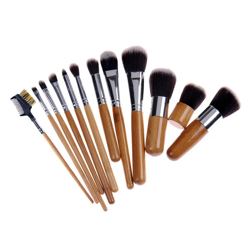 12Pcs Luxury Makeup Brushes Bamboo Hle Foundation Brush Kit Maquiagem Prissional 1