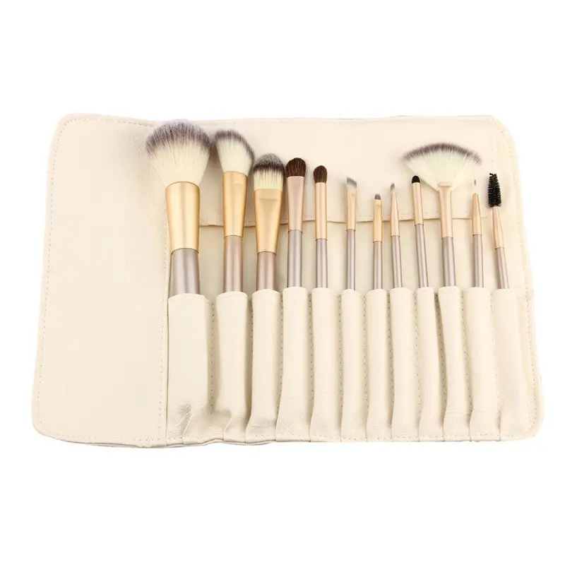 12Pcs Makeup Brushes Powder Foundation Eyeshadow Professional Makeup Cosmetic Tool With Leather Toiletry Kit Brush 1