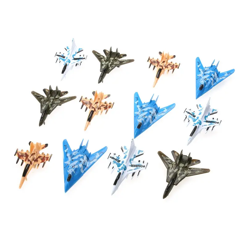 12Pcs Military Aircraft Army Fighter Model Kids Simulation Plane Pull Back Toys For Children 1