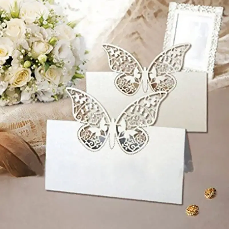 12Pcs/Pack Butterflies Laser Cut Name Place Cards Wedding Guest Table Cards 88161 1