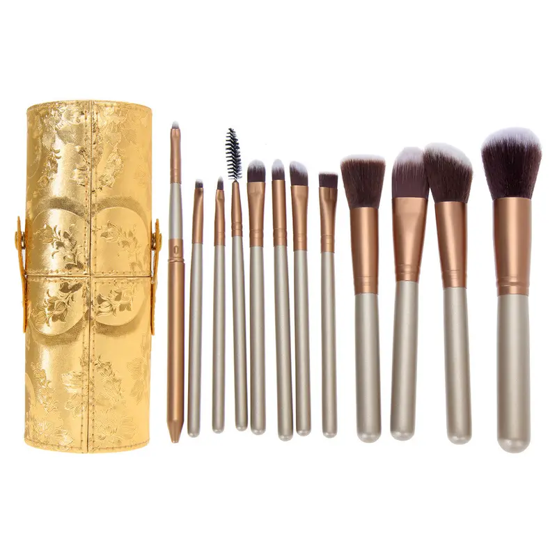 12Pcs Pressional Makeup Brush Pro Foundation Brushes Make Up Comestic Tool Pu Leather Holder Case 1