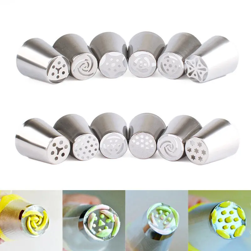 12Pcs Russian Tulip Stainless Steel Icing Piping Nozzles Kitchen Portable Cake Cupcake Decorator Diy 82439 1
