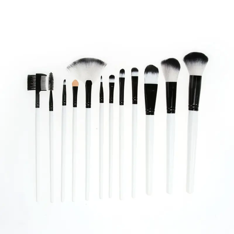 12Pcs White Makeup Brushes Pressional Eyeshadow Blush Makeup Brush Cosmetic Bag 1