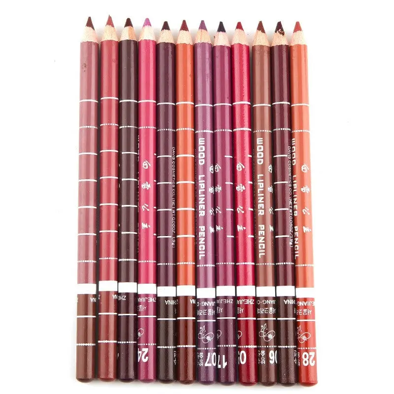 12Pcsset Per Set Lipliner Waterproof Lip Liner Pencil 15Cm 12 Colors 1