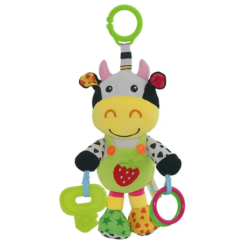 13' Baby Rattles Infant Music Cow Toys Hanging Bell Toy Doll Stroller St Bed Plush Toy For Born 1