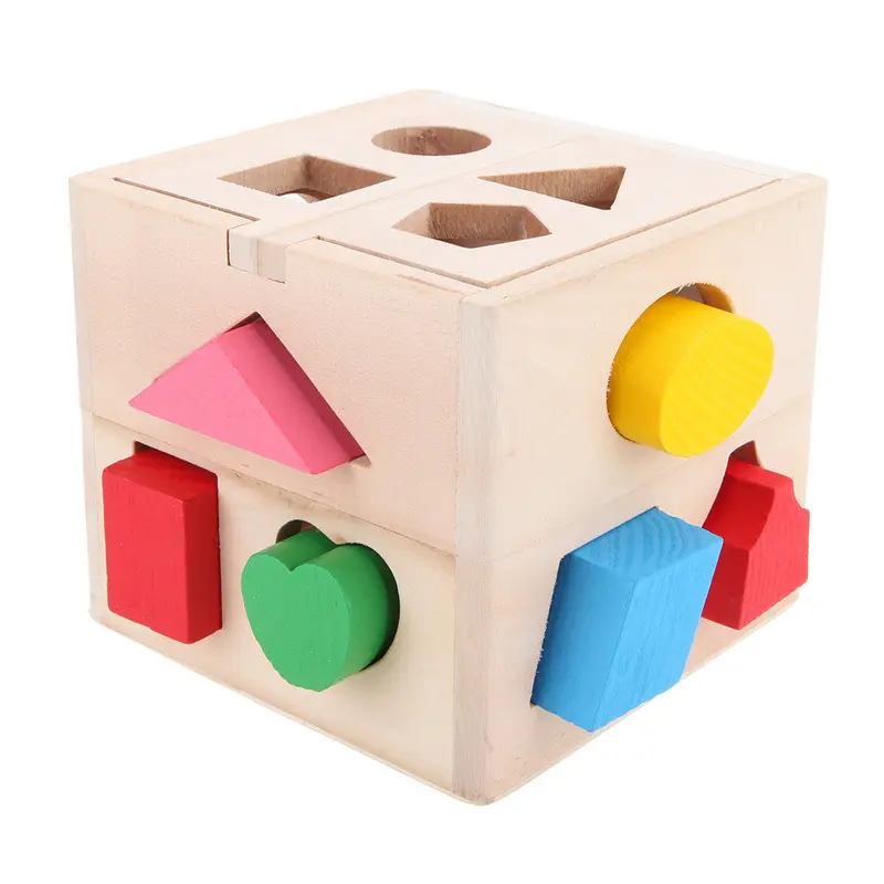 13 Holes Intelligence Box For Shape Sorter Cognitive Matching Wooden Building Blocks Baby Kids Children Eductional Wood Toys 1