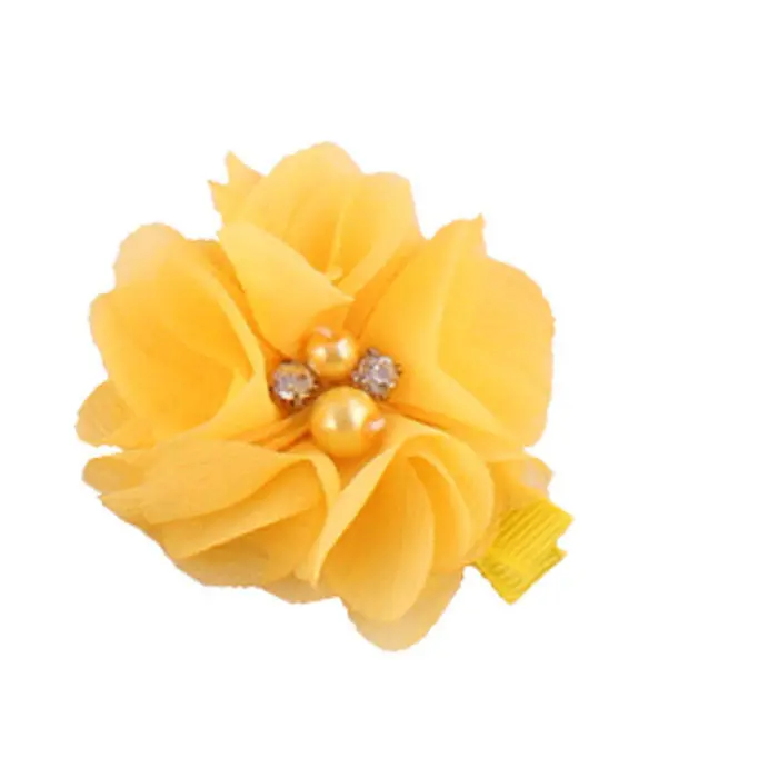 14 Candy Colors Headwear 2Pc Cute Chiffon Flower Hair Clips Baby Girl Hairpins Children Kids Hair Wear 7