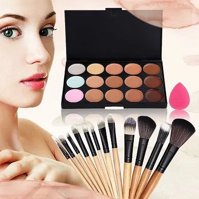 15 Color Concealer Makeup Brush Sponge Puff Tool Women Make Up 1