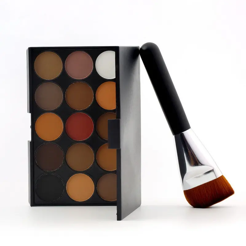 15 Color Warm Eyeshadow Makeup Cosmetics Eye Shadow Palette Flat Brush 1