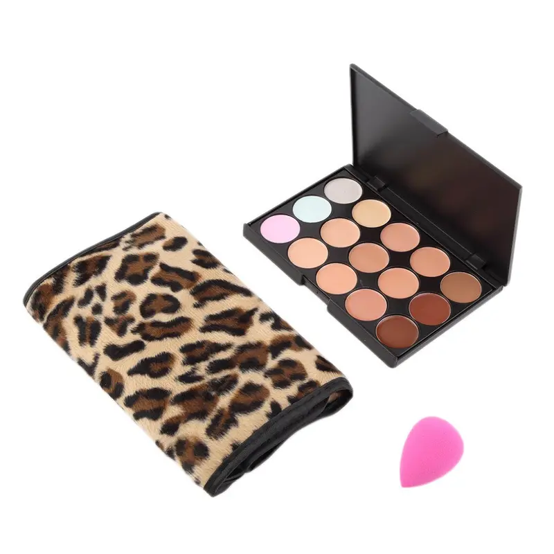 15 Colors Concealer Cream Contour Palette Leopard Brushes 1 Puff Set Maquillaje Pincel Maquiagem Maquillage Pinceaux Maquillage 1