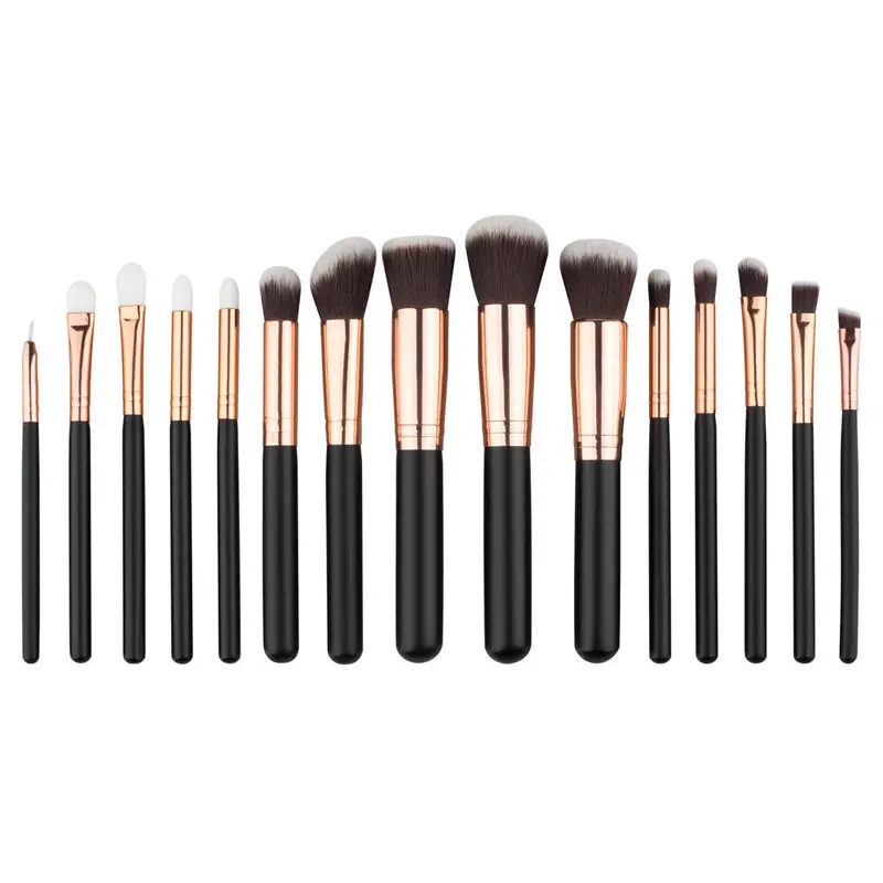 15Pcs Maange Makeup Brushes Foundation Powder Eyeshadow Eyelashes Rose Gold Powder Foundation Ovale Makeup Brush Cosmetics 1