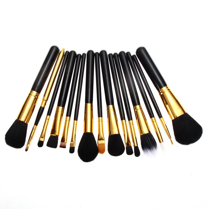 15Pcs Makeup Brushes Cosmetics Tools Foundation Make Up Brush Black Golden 1
