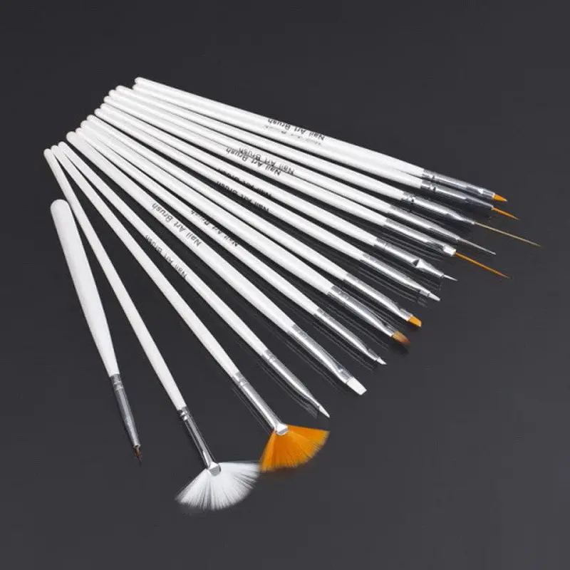 15Pcs Nail Art Decorations Brush Set Tools Painting Pen For False Nail Tips Uv Nail Gel Polish Est 1